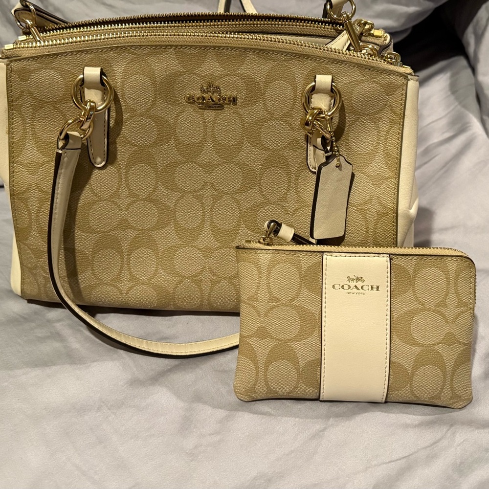 Coach Beige and Cream Satchel Set